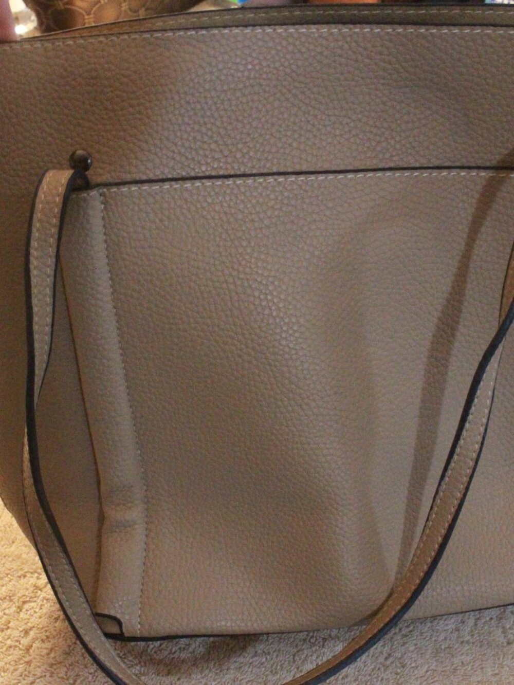 LOVEVOOK Taupe Structured Tote with Double Shoulder Straps FFF